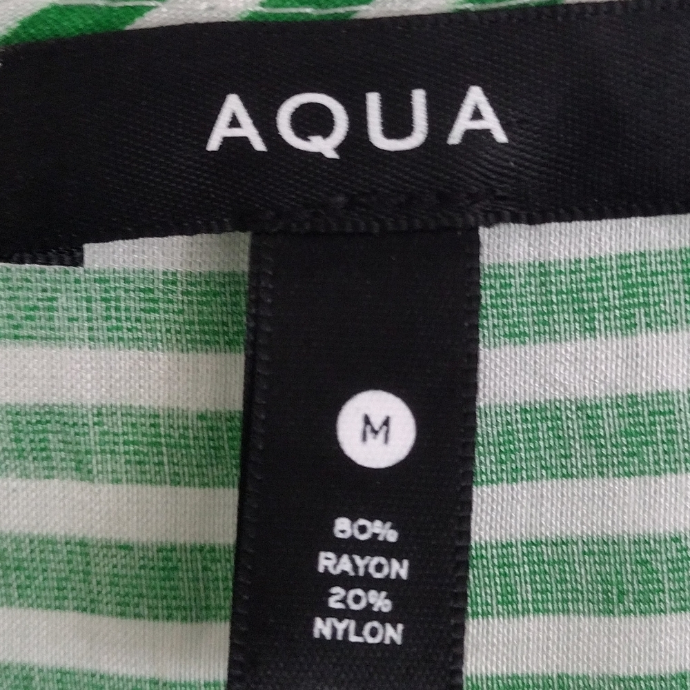 Aqua Green and White Striped Tiered Ruffled Mini Dress Size Medium - Picture 7 of 12